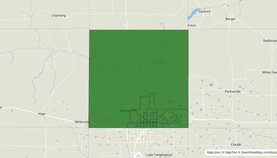 Map preview of Potter County, TX - Poverty Rate