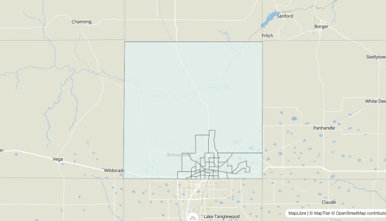 Map preview of Potter County, TX - Unemployment Rate