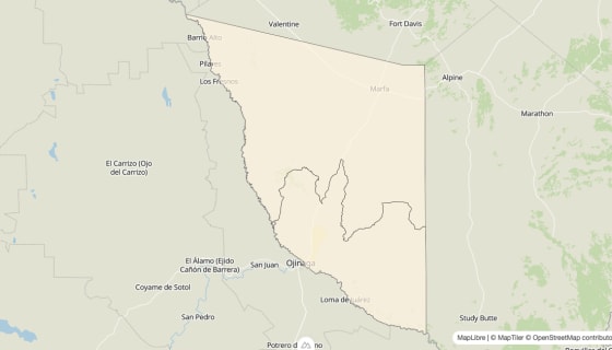 Map preview of Presidio County, TX - Bachelor's Degree Rate