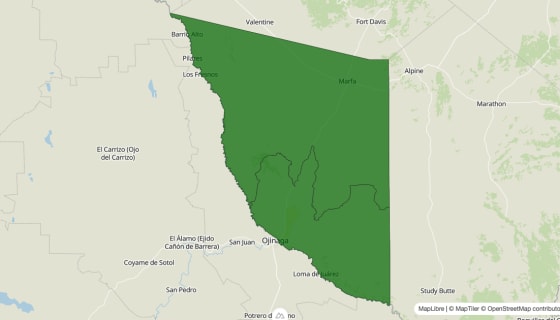 Map preview of Presidio County, TX - Poverty Rate
