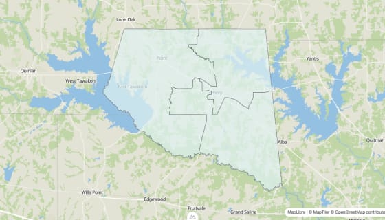 Map preview of Rains County, TX - Unemployment Rate