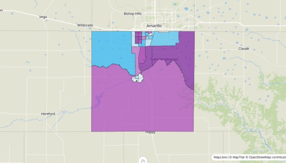 Map preview of Randall County, TX - Median Age