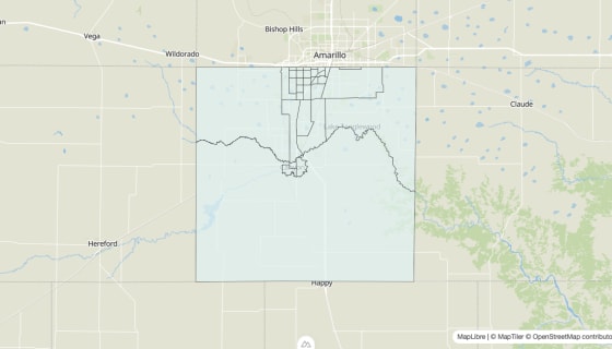 Map preview of Randall County, TX - Unemployment Rate