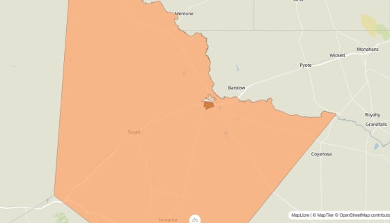 Map preview of Reeves County, TX - Population by Census Tract (2023)