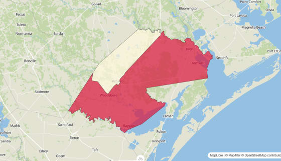 Map preview of Refugio County, TX - Median Gross Rent