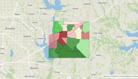 Map preview of Rockwall County, TX - Median Household Income