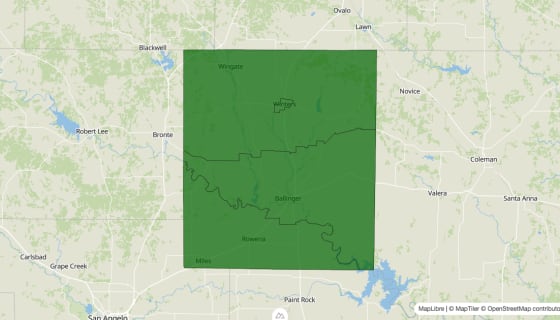 Map preview of Runnels County, TX - Poverty Rate