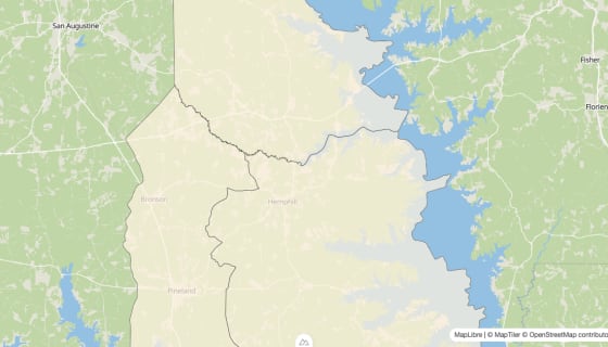 Map preview of Sabine County, TX - Bachelor's Degree Rate
