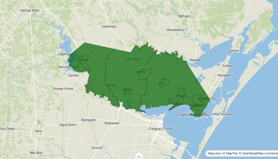 Map preview of San Patricio County, TX - Poverty Rate
