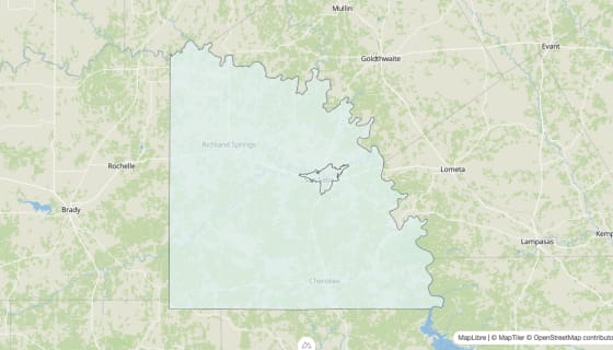 Map preview of San Saba County, TX - Unemployment Rate