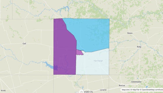 Map preview of Scurry County, TX - Median Age