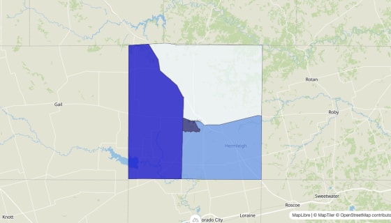 Map preview of Scurry County, TX - Median Home Value