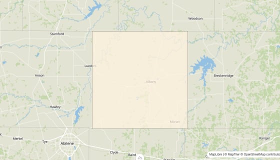 Map preview of Shackelford County, TX - Bachelor's Degree Rate