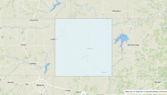 Map preview of Shackelford County, TX - Median Age