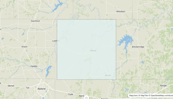 Map preview of Shackelford County, TX - Unemployment Rate