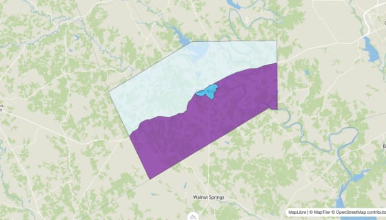 Map preview of Somervell County, TX - Median Age
