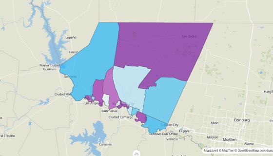 Map preview of Starr County, TX - Median Age