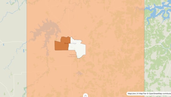 Map preview of Stephens County, TX - Population by Census Tract (2023)