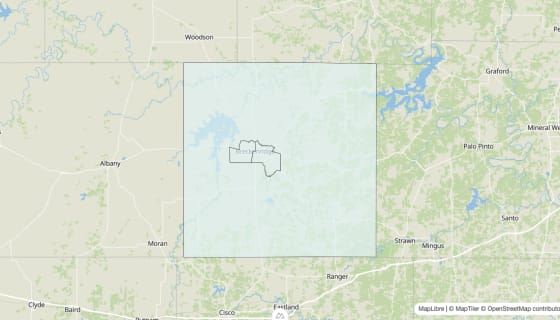 Map preview of Stephens County, TX - Unemployment Rate