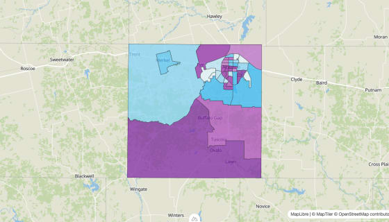 Map preview of Taylor County, TX - Median Age