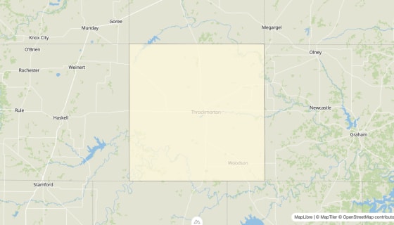Map preview of Throckmorton County, TX - Median Gross Rent