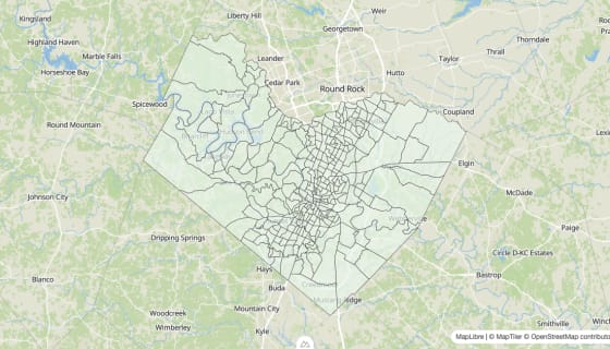 Map preview of Travis County, TX - Housing Vacancy Rate