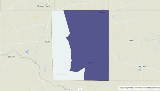 Map preview of Upton County, TX - Median Home Value