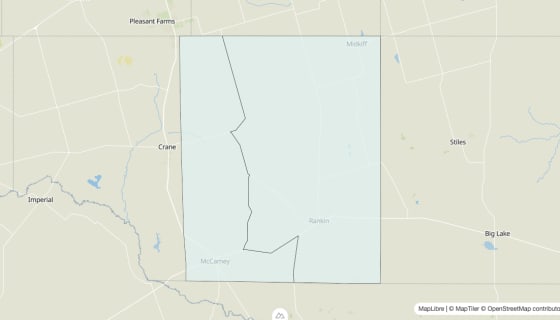 Map preview of Upton County, TX - Unemployment Rate