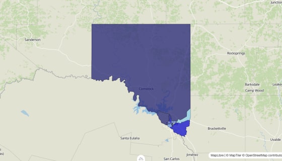 Map preview of Val Verde County, TX - Median Home Value