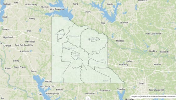 Map preview of Van Zandt County, TX - Housing Vacancy Rate