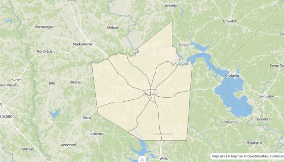Map preview of Walker County, TX - Bachelor's Degree Rate