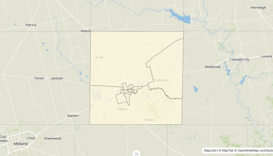 Map preview of Ward County, TX - Median Gross Rent