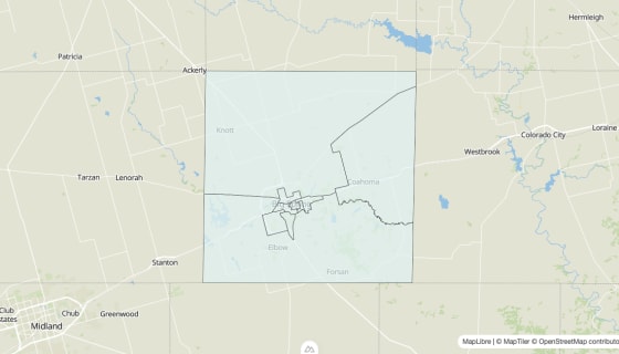 Map preview of Ward County, TX - Unemployment Rate