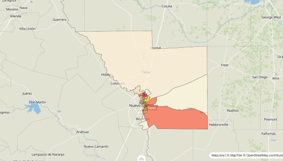 Map preview of Webb County, TX - Median Gross Rent