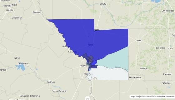 Map preview of Webb County, TX - Median Home Value