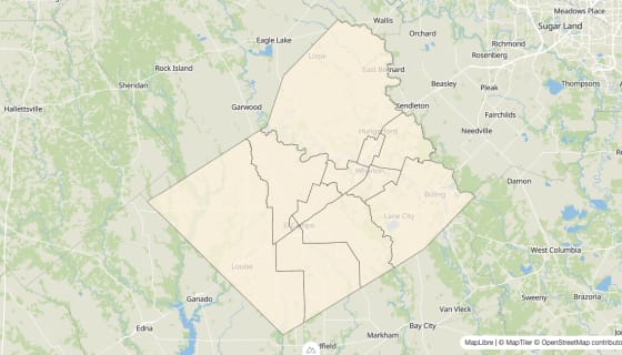 Map preview of Wharton County, TX - Bachelor's Degree Rate