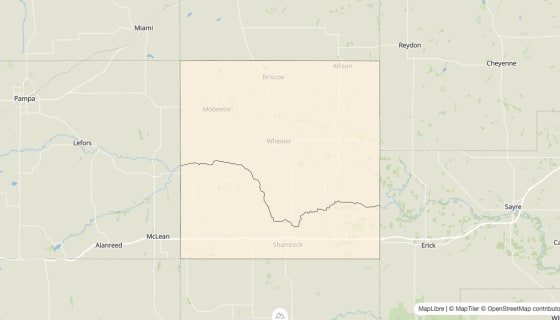 Map preview of Wheeler County, TX - Bachelor's Degree Rate
