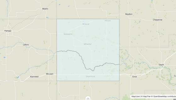 Map preview of Wheeler County, TX - Unemployment Rate