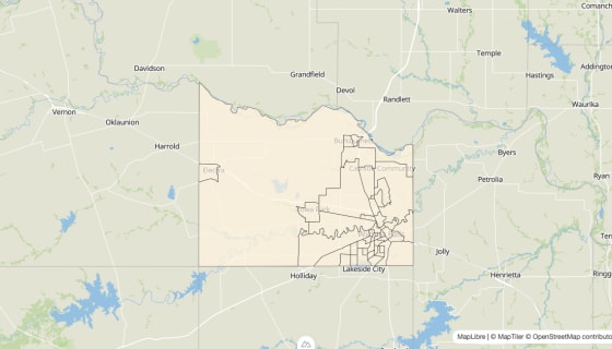 Map preview of Wichita County, TX - Bachelor's Degree Rate