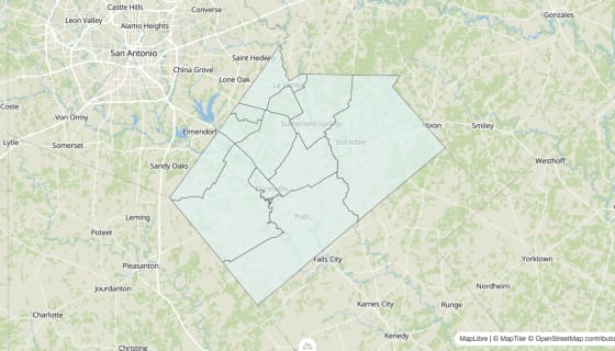 Map preview of Wilson County, TX - Unemployment Rate