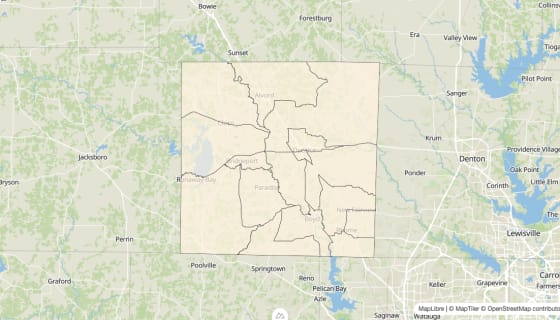 Map preview of Wise County, TX - Bachelor's Degree Rate