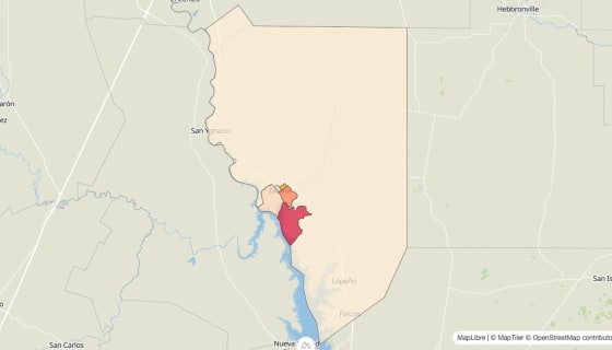 Map preview of Zapata County, TX - Median Gross Rent