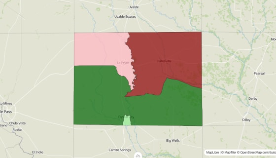 Map preview of Zavala County, TX - Median Household Income