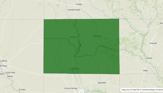 Map preview of Zavala County, TX - Poverty Rate