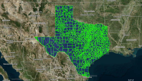 Map preview of Texas - School Districts