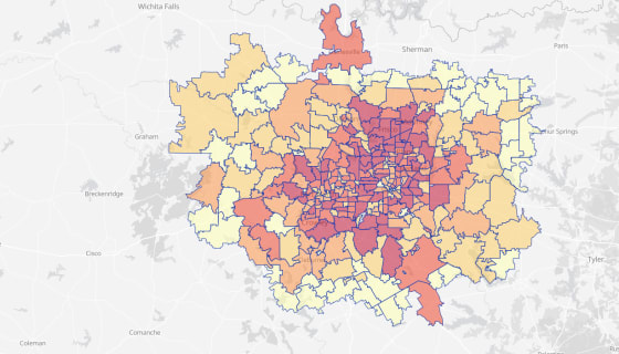 Map preview of DFW Metro Area - Population by Zip Code (2021)