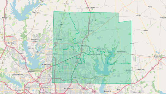 Map preview of Collin County Commissioner Precincts