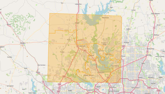 Map preview of Denton County Commissioner Precincts