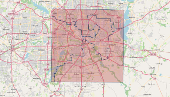 Map preview of Dallas County Commissioner Precincts