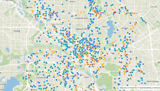 Map preview of Dallas Crime - March 2025